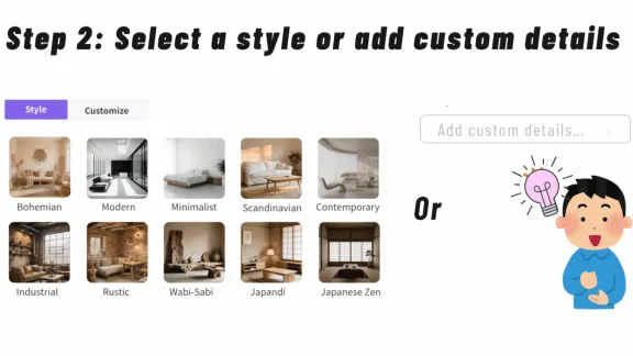 Step 2: Choose a style or enter custom preferences - VDraw AI