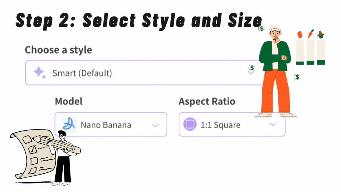 Step 2: Choose Style and Size - VDraw AI