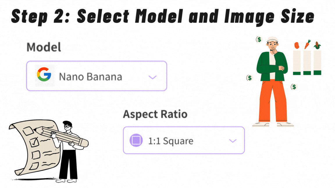 Step 2: Select Model and Image Size - VDraw AI