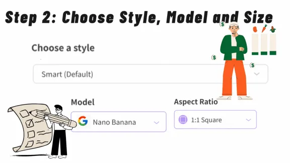 Step 2: Select Style, Model and Size - VDraw AI